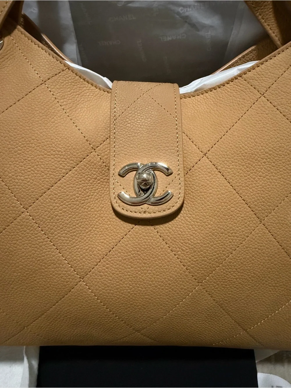 CHANEL Large Beige Shopping Tote